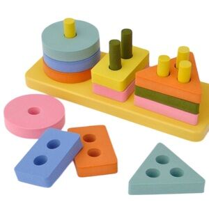 Wooden Shape Sorting Stacking Toy Montessori Educational Learning Puzzle Toy